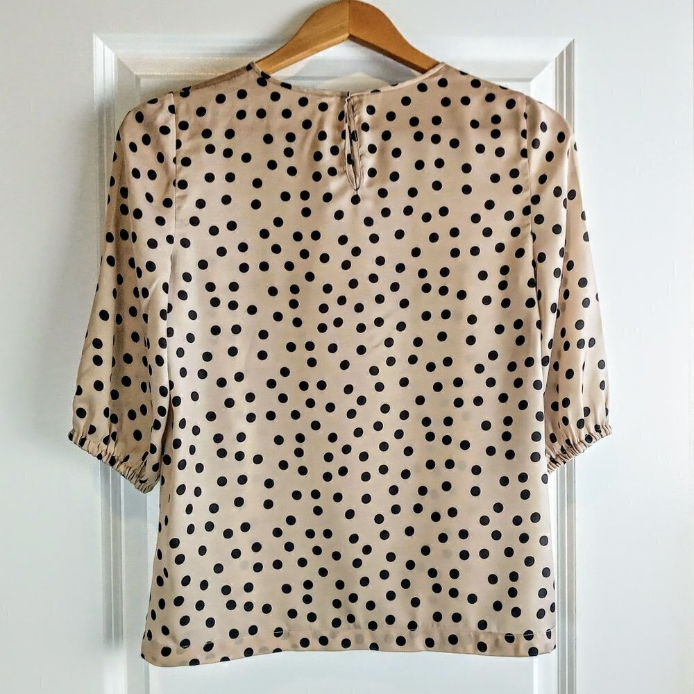 Dolce & Gabbana Staff Black Tan Polka Dot SS Top - Picture 2 of 5